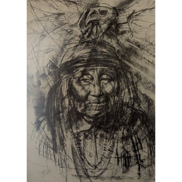 Native American Chief Art Print by Don Ruffin Double Signed A/P Framed - Picture 5 of 8